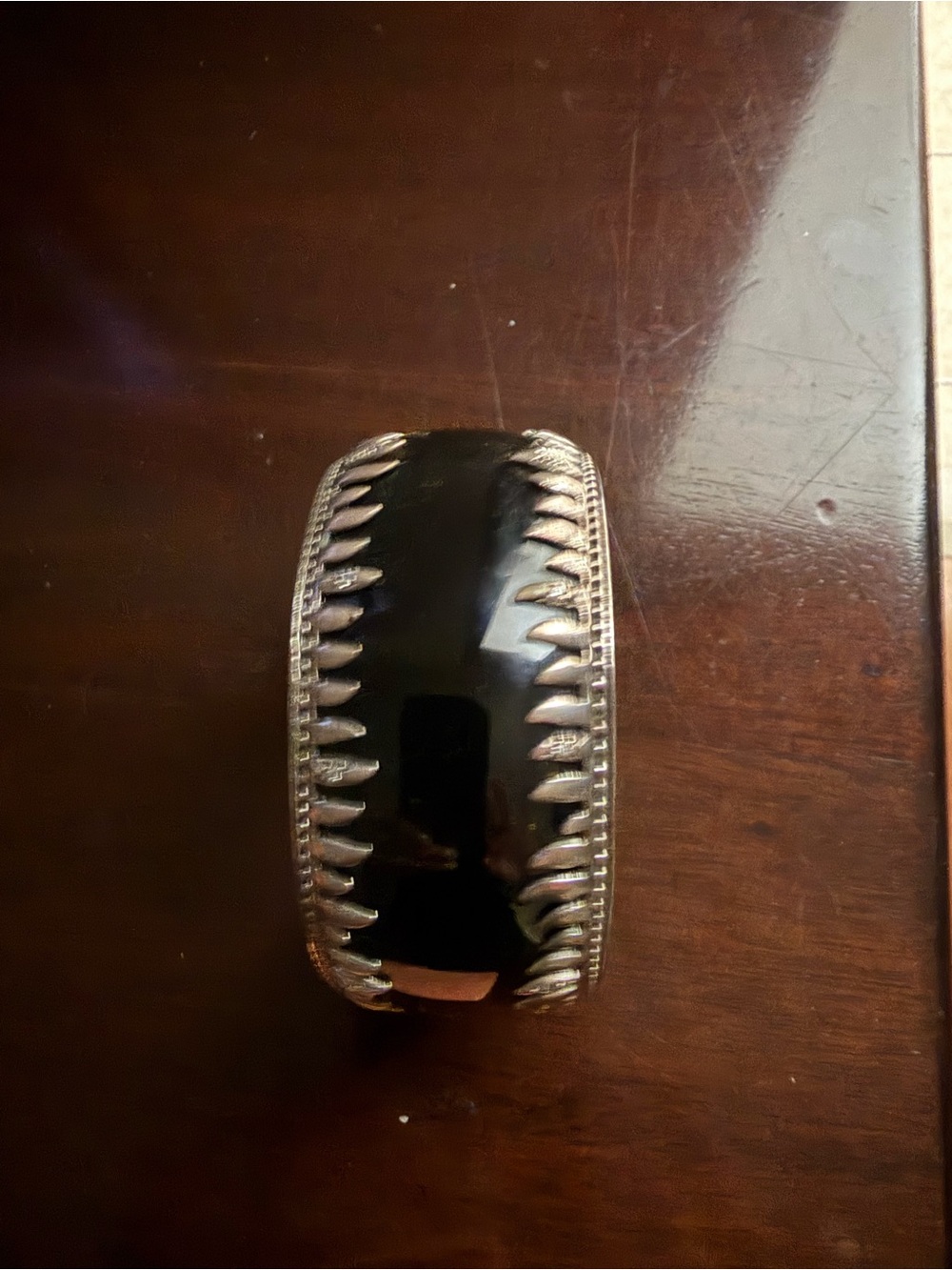 Black enamel with sterling silver cuff bracelet
